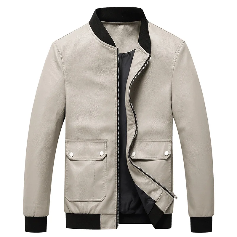 

2021Hot Selling Product Best White Winter Men's Slim Leather Jackets men leather coats, Black