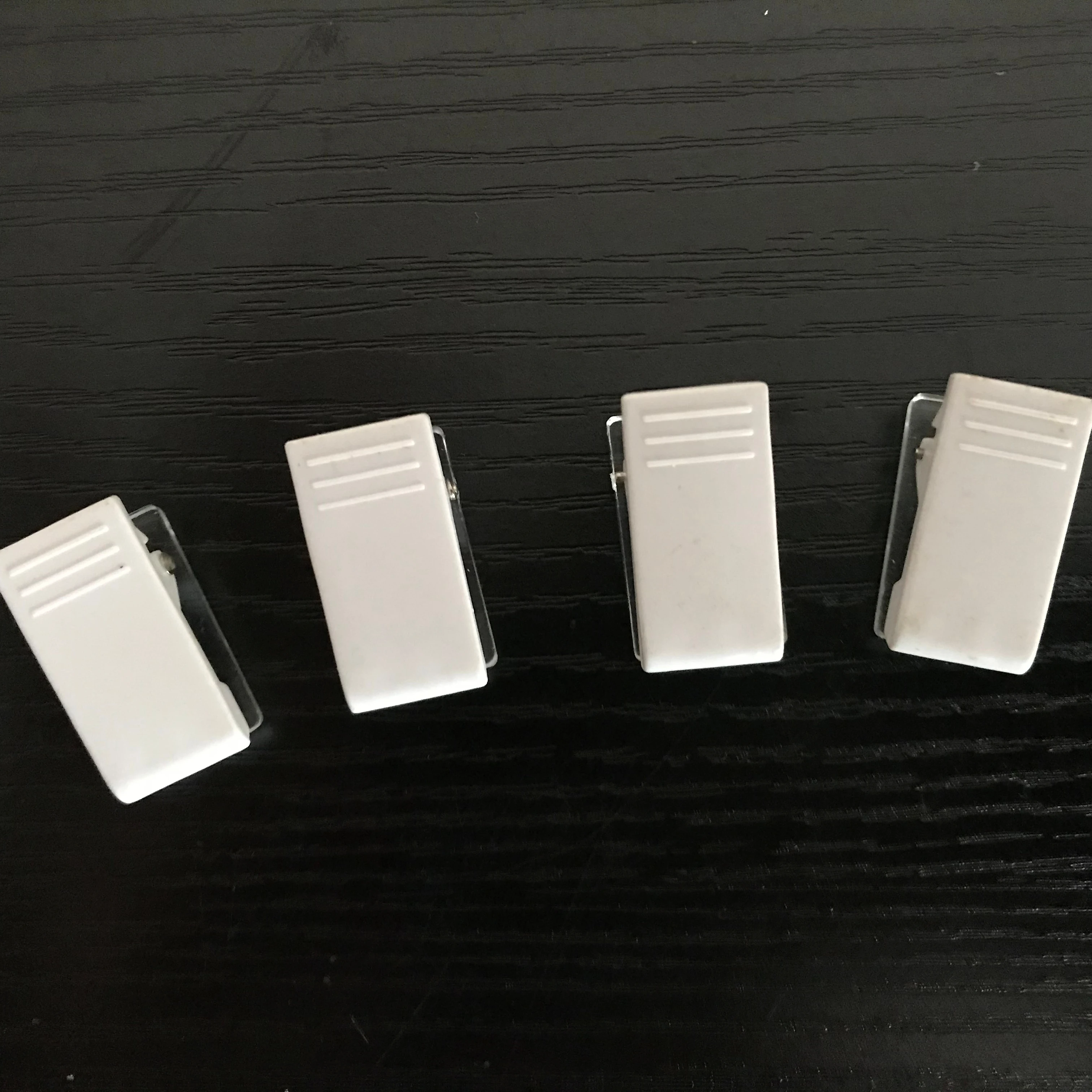 
manufacture cheap wholesale office white plastic clip with adhesive for ID card 
