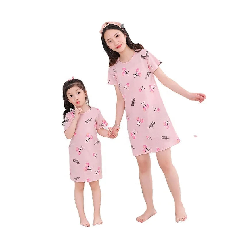 Attractive price new type summer short sleeve cute cotton sleepwear cartoon kids Parent-child pajamas
