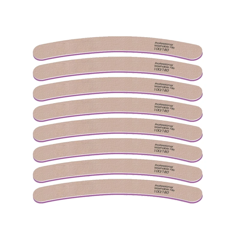 

Brown Emery Board Washable Nail File Curved Sandpaper Professional Custom Double Side 80 100 150 180 240 320 OEM EVA