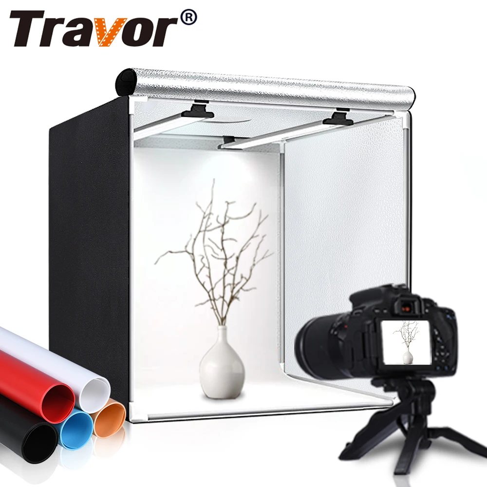 

Travor portable mini 40cm shooting camera jewelry foto led light cube tent product photography photo studio lighting soft box, Black
