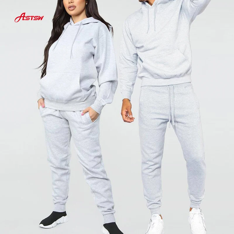

High Quality Custom Logo Two Piece Suits Solid Color Plain Tracksuit Hoodie Men Sweatsuit Sets, Customized colors