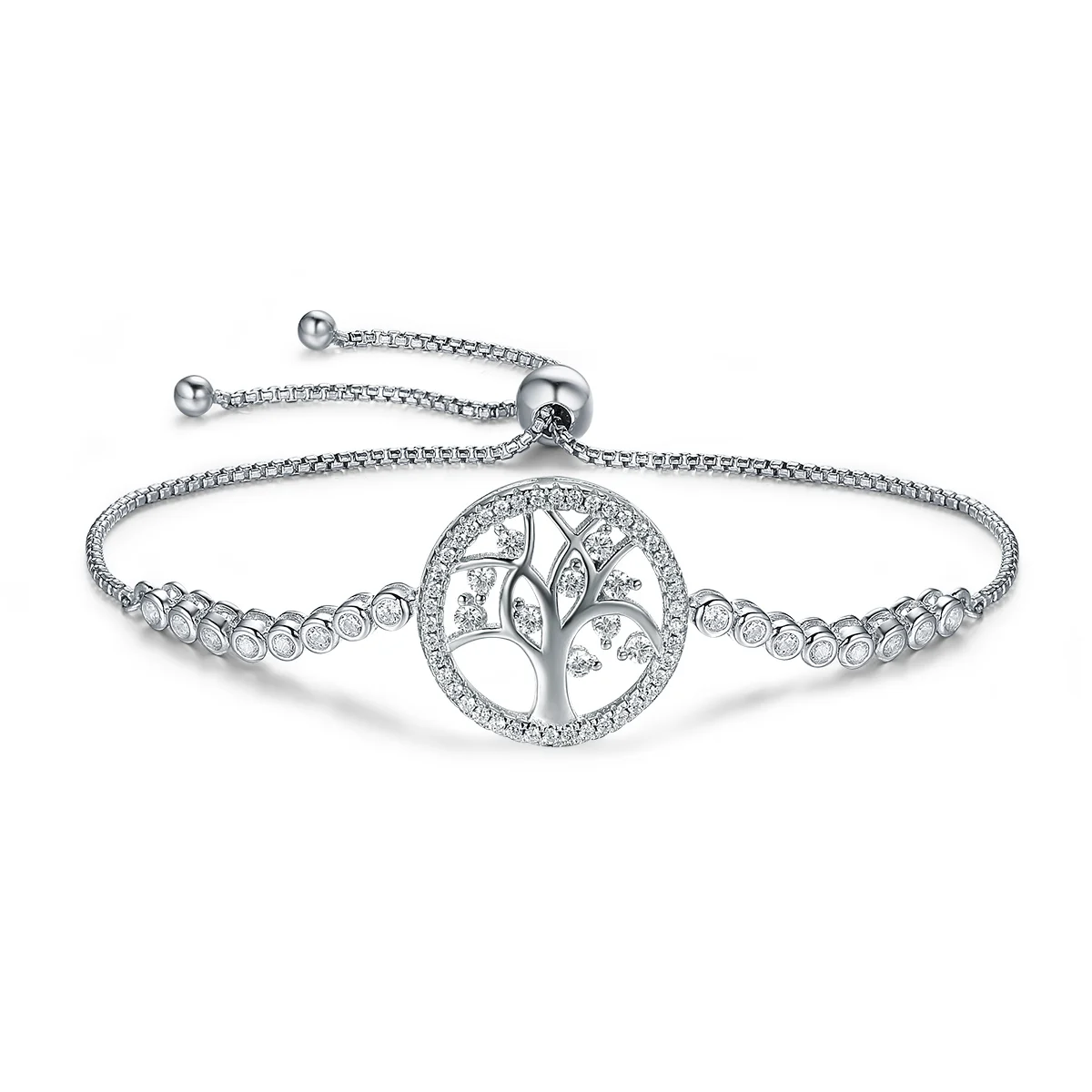 

Ladies Sterling Silver s925 Personality Fashion Adjustable Silver Bracelet Tree of Life Charm Bracelets