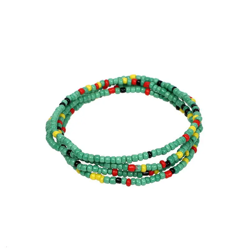 

big weight loss body African glass seed waist belly beads beaded layer chain bohemian jewelry elastic cord, As picture