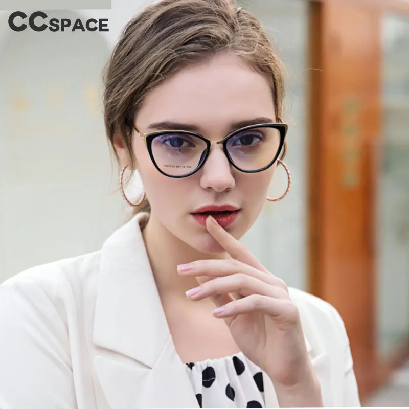 

49584 Anti-blue Light Cat Eye Ultralight Metal TR90 Glasses Frames Men Women Optical Fashion Computer Glasses