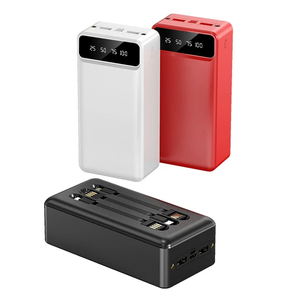 

Factory wholesale dual USB Output with 3 cable 40000mah powerbank, Black,red,white