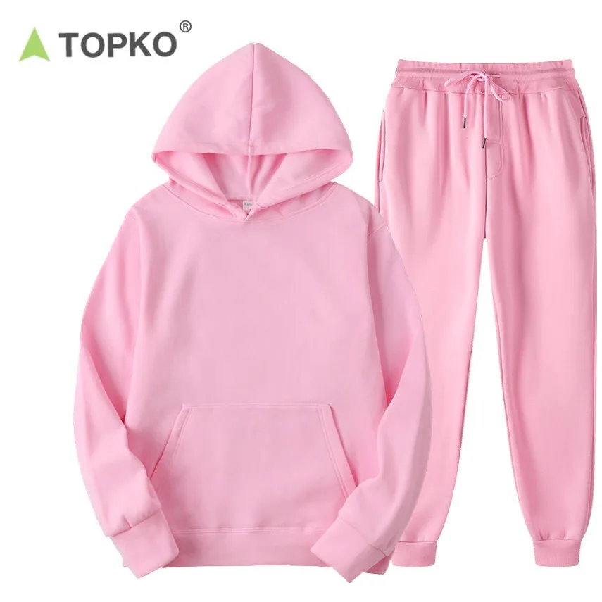 

TOPKO Wholesale High Quality custom logo tracksuit women sportswear tracksuit set, Solid