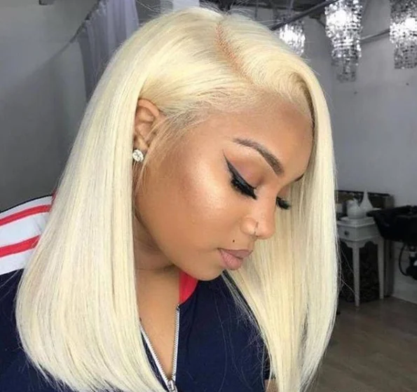 

10A Grade 613 Straight Bob Wigs Pre Plucked 13x4 Lace Front Human Hair Wigs for Black Women 130% 150% Density Available