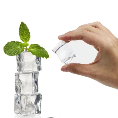 

Plastic Artificial Crystal Clear Ice Acrylic Cubes Transparent Square Barware Display