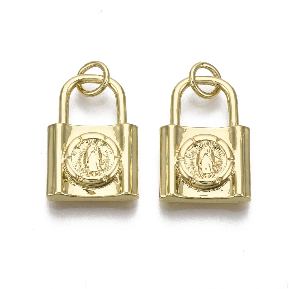 

Pandahall Lock with Virgin Mary Real 18K Gold Plated Brass Pendants
