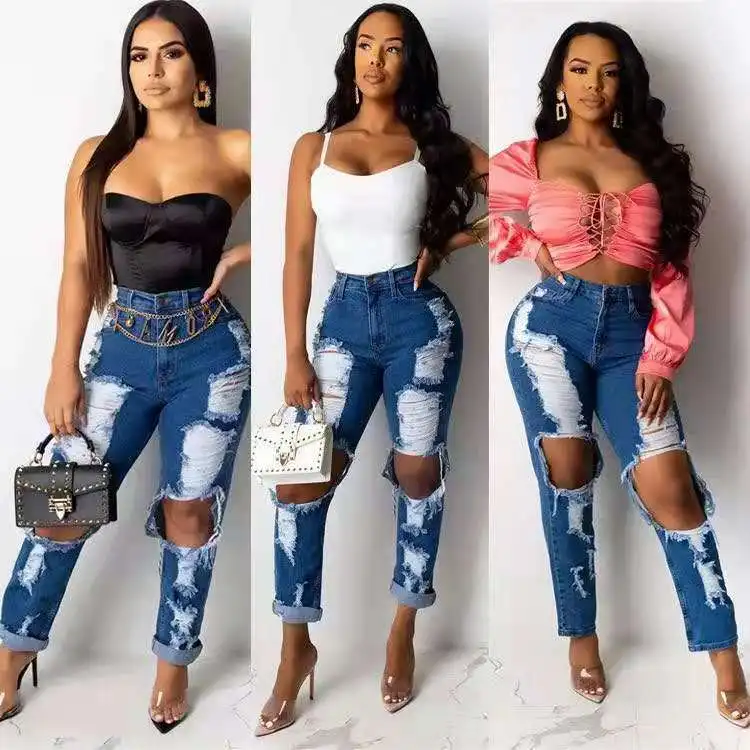 

Shunying OEM Jeans pour femmes casual women's plus size high waist skinny jeans trousers