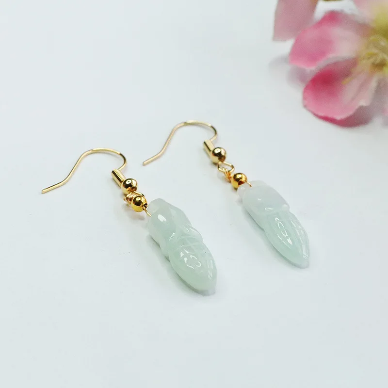 

JYZ Natural Myanmar Jade Earrings Corn Ear Hook Women's Jade Wholesale Live Broadcast Factory Delivery FC2121504