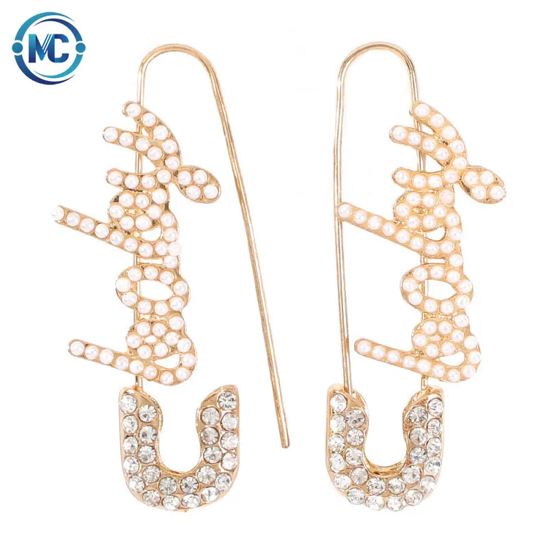 

Hot Sale Alloy Gold Paper Clip Pearl Earrings Fashion Simple Big Earrings Drop Earrings for Women Jeewelry