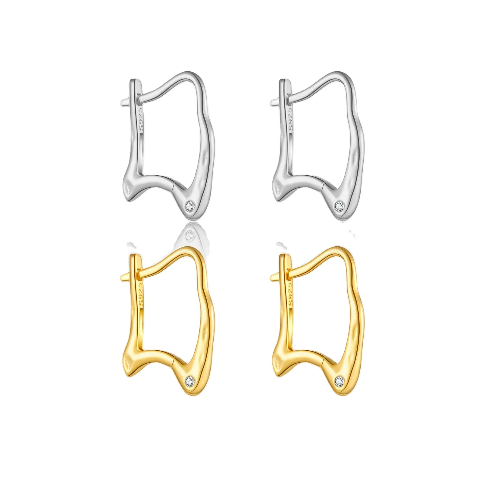 FUAMAY 925 Silver Designer Inspired Huggie Hoop Earrings U-Shaped Hoop Earrings Boemer Silver 925