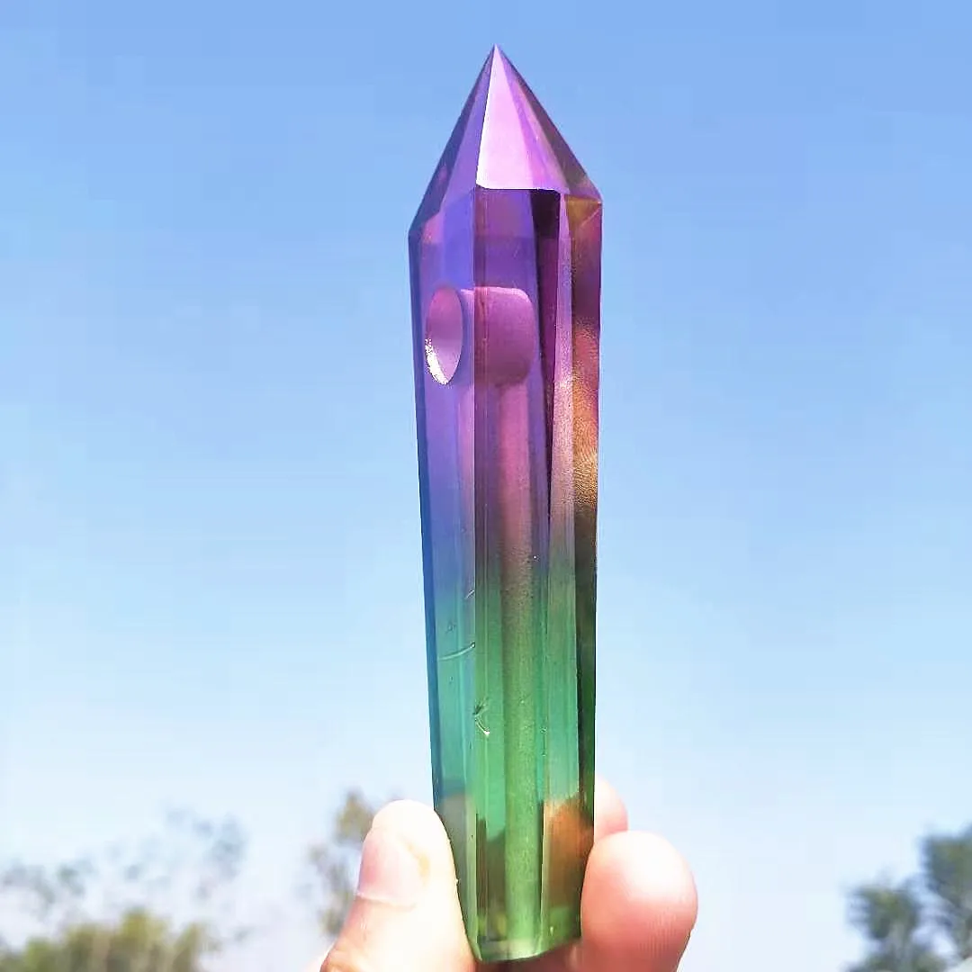 

Transparent Healing Crystal Aura Crystal Tobacco Pipe Glass Crystal Smoking Weed Pipes for sell, Custom color