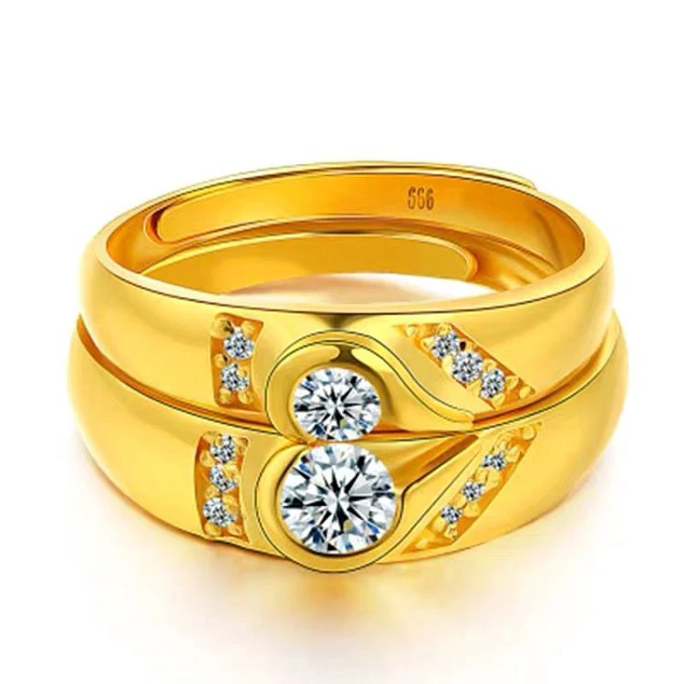 

Dubai Gold Micro Inlaid Ring Brass Gold Plated Couple Ring Exquisite Jewelry Imitation Gold Jewelry For Men And Women