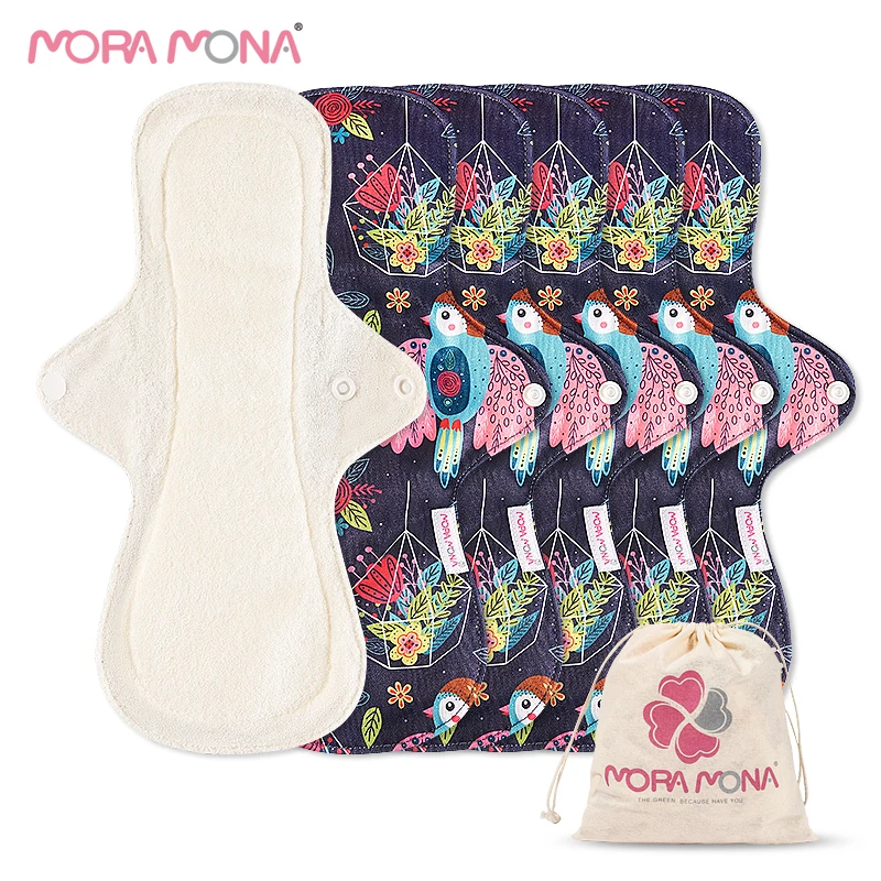 

Mora Mona women reusable menstrual cloth pads bamboo terry Sanitary Pads panty liner feminine pads, Printing colorful