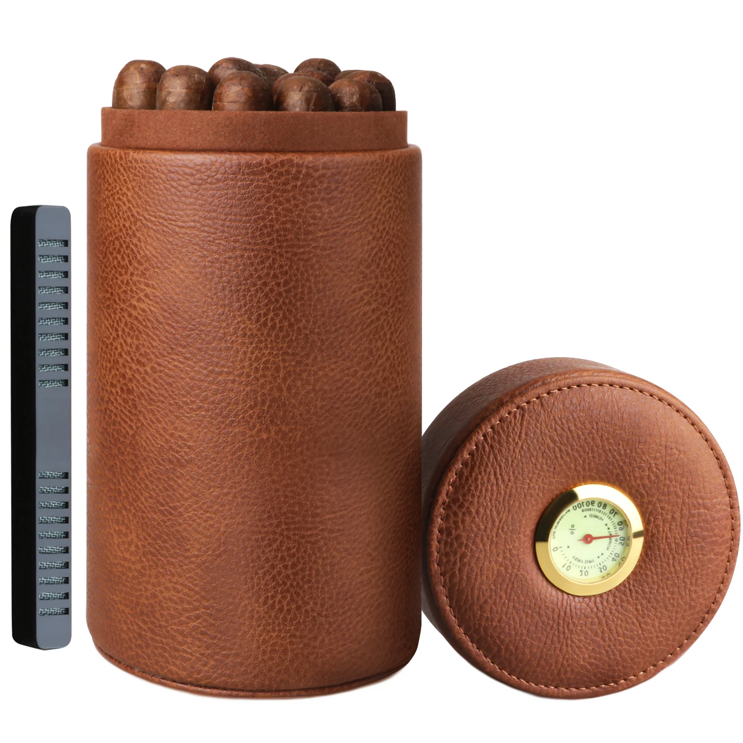 

Factory Wholesale Leather Humidor Cigar Tube Travel Case Cigar Storage Tube for Cigars, Brown