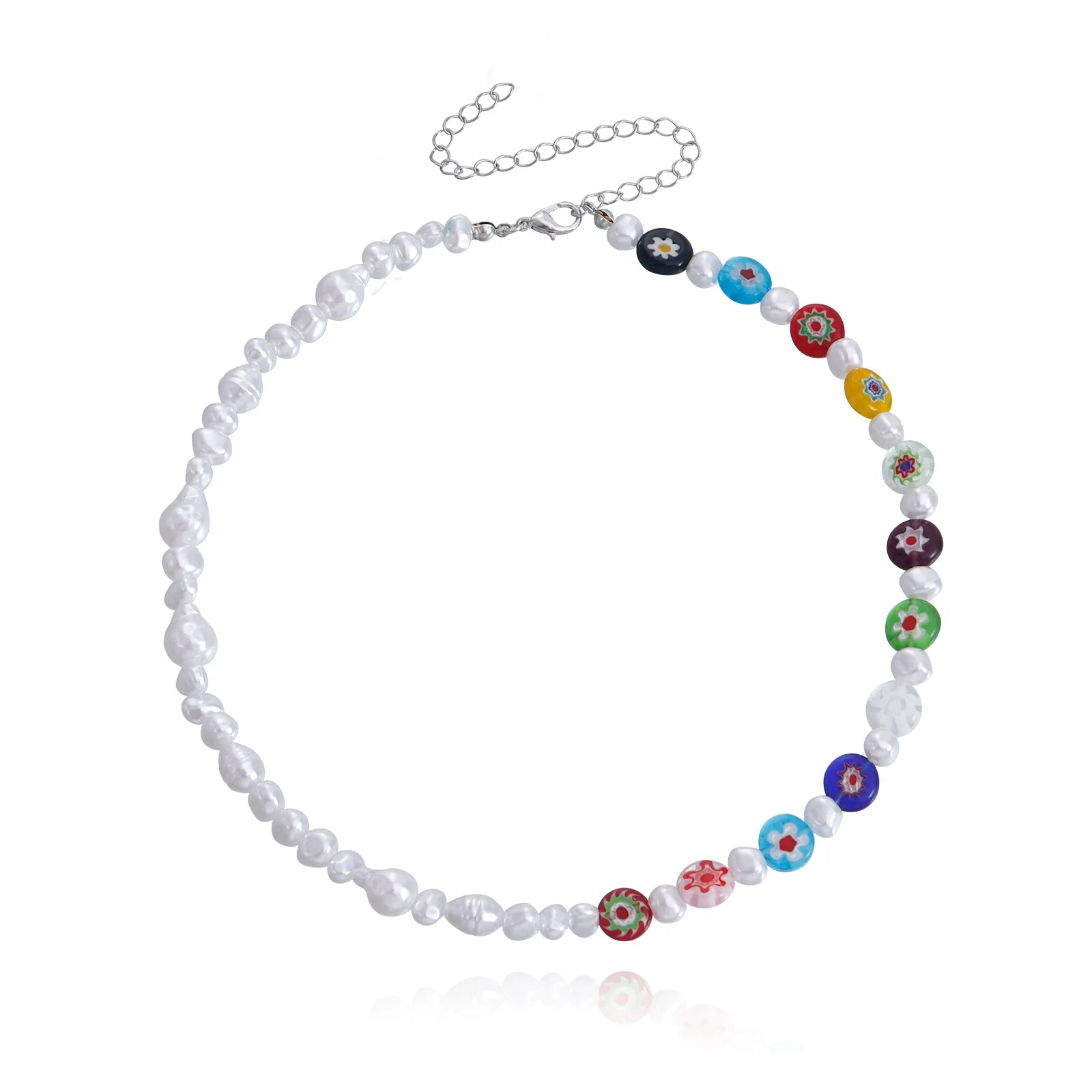 

Colorful unique design personalised glass flower irregular pearl choker necklace for women, Colour