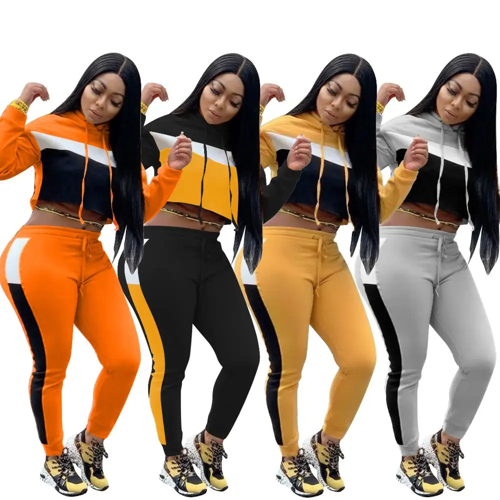 CA620 - women solid patch pants and crop top two piece set