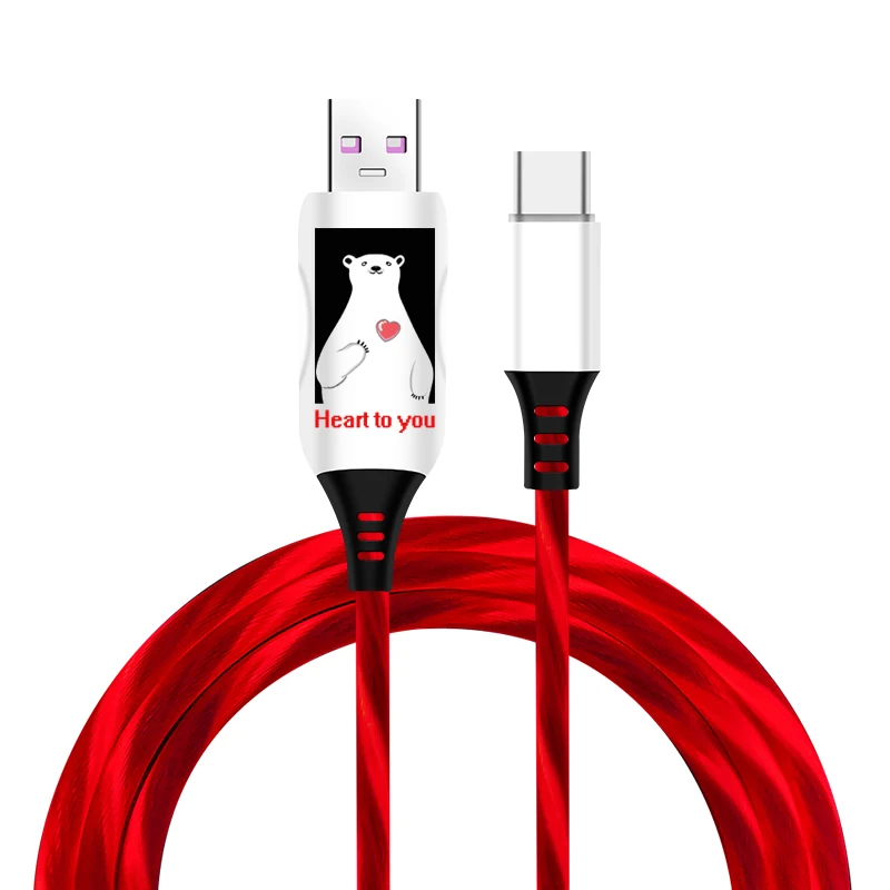 
USB cable pure copper core super fast charging USB line low price sample free iphone/android/type-C usb cable with led light 