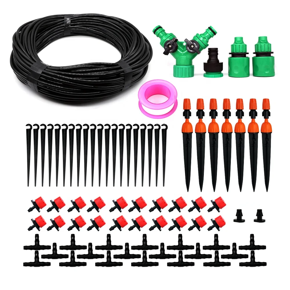 

High Quality Diy Kits Adjustable Automatic Micro Drip Irrigation System For Garden agriculture, Black,red,green,orange