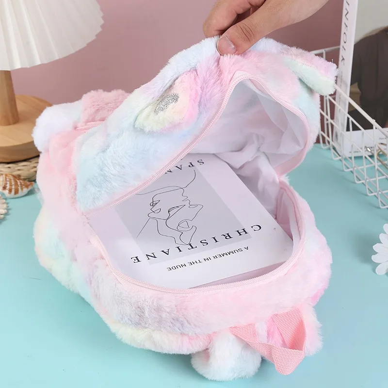 

Children's plush backpack cute cartoon school bag casual travel girl backpack, 6 colors