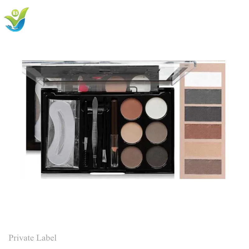 

Private label Professional 6 Color Eyebrow Powder Highlighter Brow Makeup Kits Make Up Artist Palette Eyebrow stencils, 6 colors