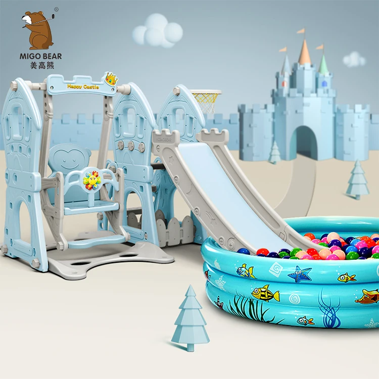 

Children Indoor Playground Baby New Design Multifunctional Toys Kids Cheap Colorful Plastic Swing Slide, Green/pink/blue