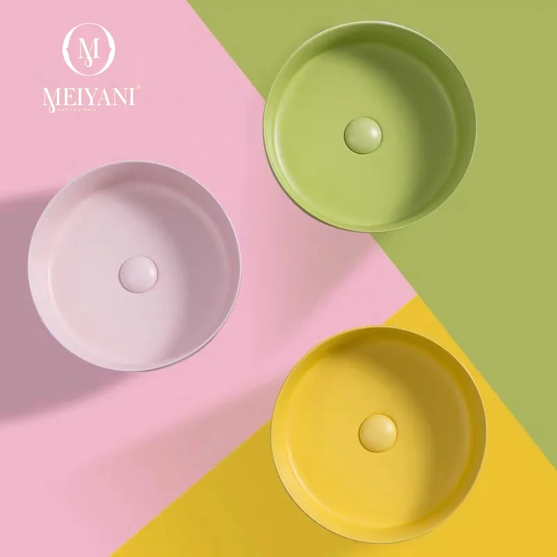 
MEIYANI supplier above counter basin engineered one piece bathroom sink matte white wash basin 