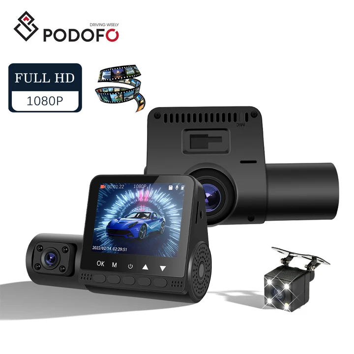 

Podofo 2.5'' Dual Lens Car Camera Full 1080P HD Dash Cam Parking Monitor Night Vision Car Video Recorder Car DVR