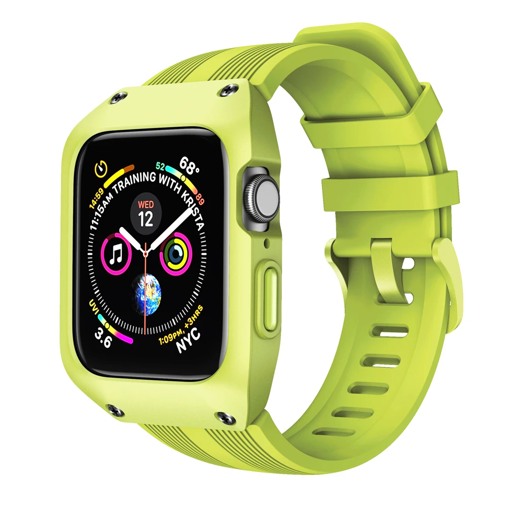 

New Case+Strap Soft Sport Silicone Watch Bands Watch Strap for Iwatch Apple Watch Series 4, 5 colors