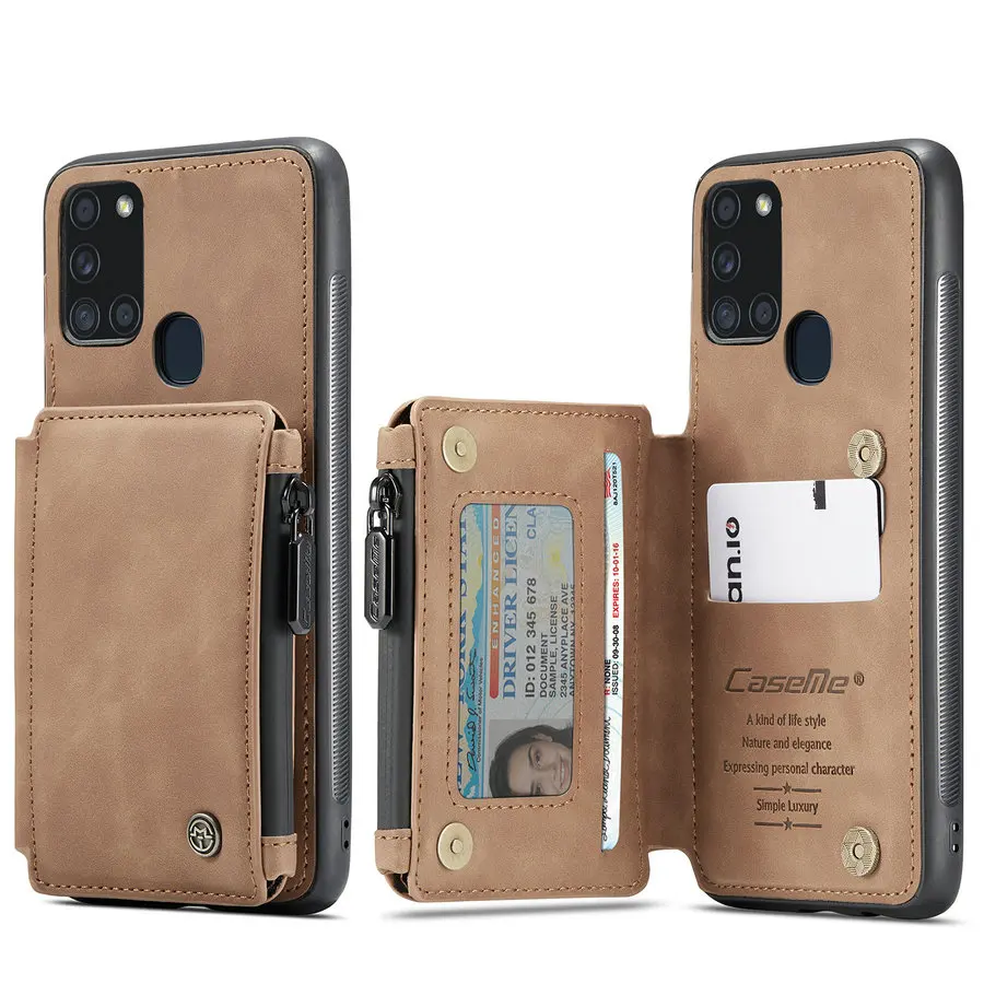 

CaseMe A21s RFID Magnetic Wallet Leather Case for Samsung Galaxy A21s A12 A32 A42 A52 A72 A81 A91 with Credit Card Flip Cover, Black brown red blue coffee