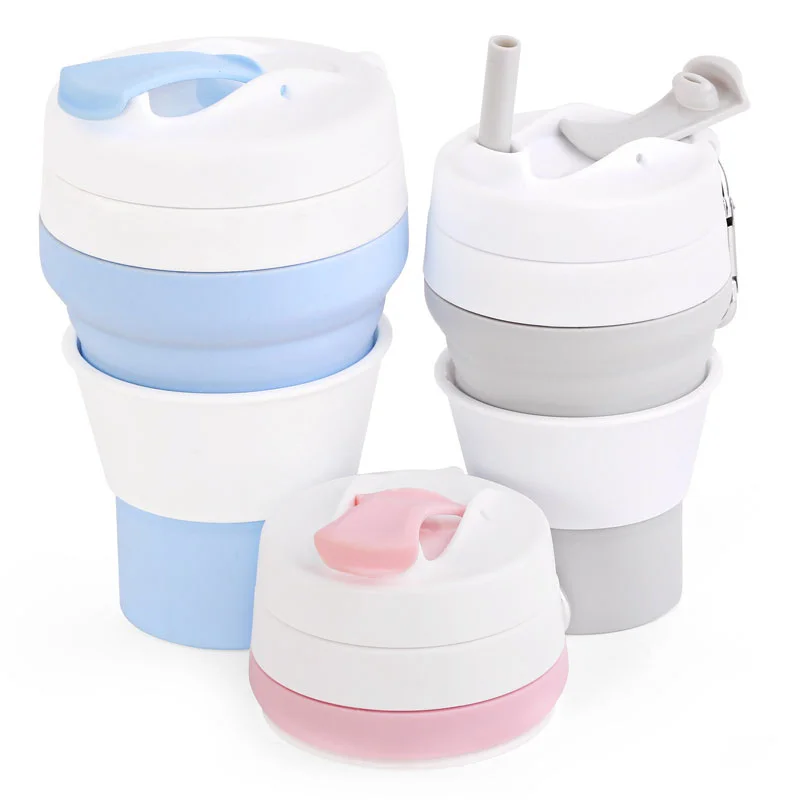 

Kean Customised Bpa Free Reusable Silicone Coffee Cup Collapsible Foldable Travel Mugs With Logo Printing, Quartz pink,pastel blue or customize