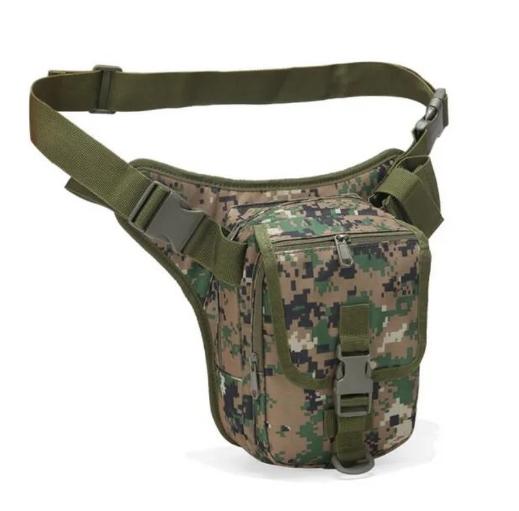 

Men Leisure Outdoor Sport Waist Packs Tactical Canvas Leg Bag Mini Riding Cycling Waist Leg Bag, Camouflage/army