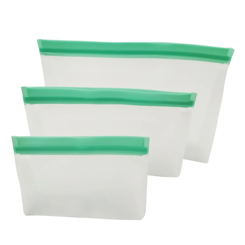 

2021 PEVA stand up pouch Reusable Storage Bag Zipper Locked Resuable Freezer Bag Leakproof Silicone and Plastic Free Lunch Bag, Green