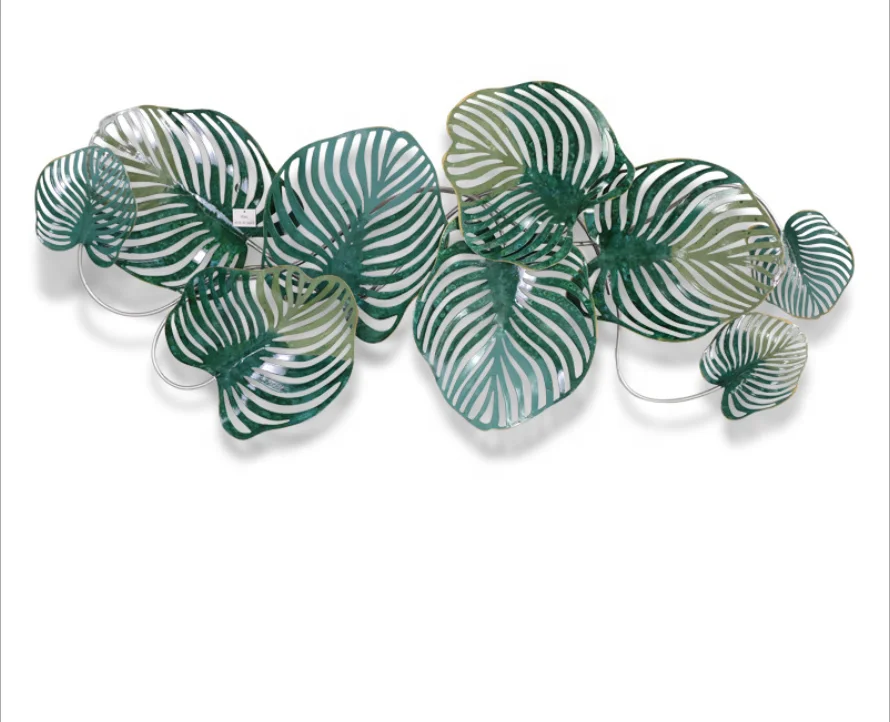 

Hand Crafted Metal Painting Color Green Leaves Wall Art Decoration Sculpture, Customized
