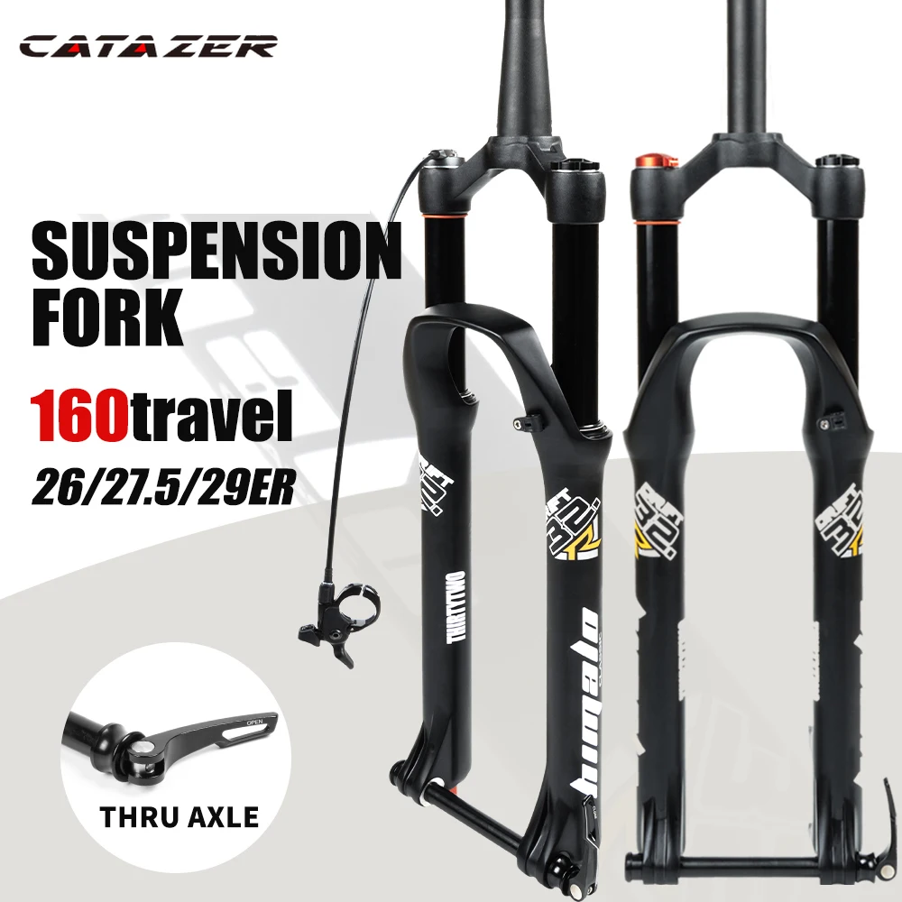 

Catazer 26 27.5 29er MTB Suspension Air Fork Travel 160mm Rebound Adjustment Thru Axle 100*15mm Boost Tapered Straight Tube