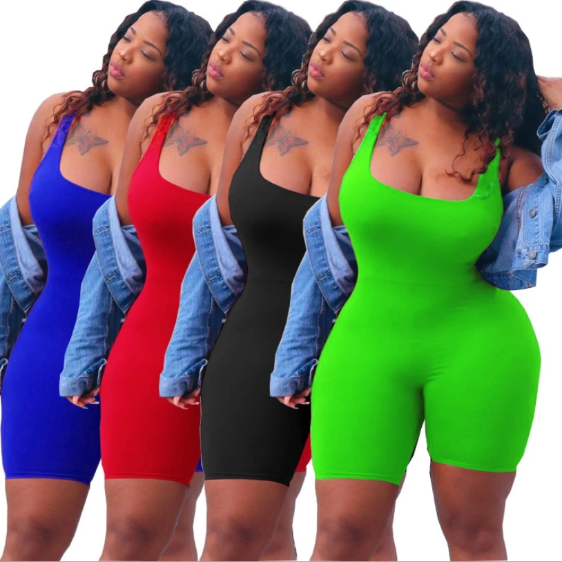 

Customized Slim Slimming Vest Onesies Women Jumpsuit Hot Sales Fashion Shorts Summer romper Breathable Quick Dry