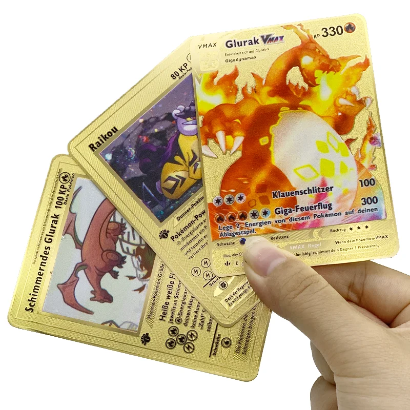 

Custom German version Vmax Charizard V Trading Card Game Child Toy 1st Edition shining Charizard Pokemon Metal Cards