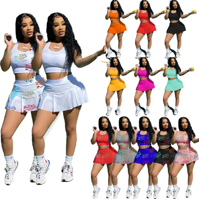

Summer skirt sets women 2 piece outfits two piece tennis skirt set women