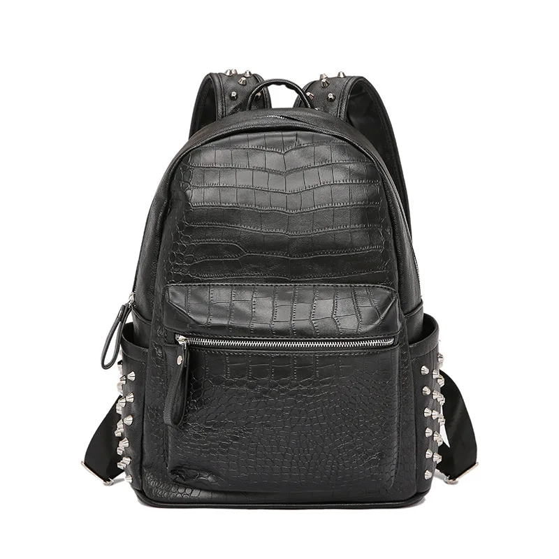 

2021Top One Wholesale Korean Fashion Luxury Custom Bag Laptop Bag with Rivet Crocodile Pattern Backpack Bag