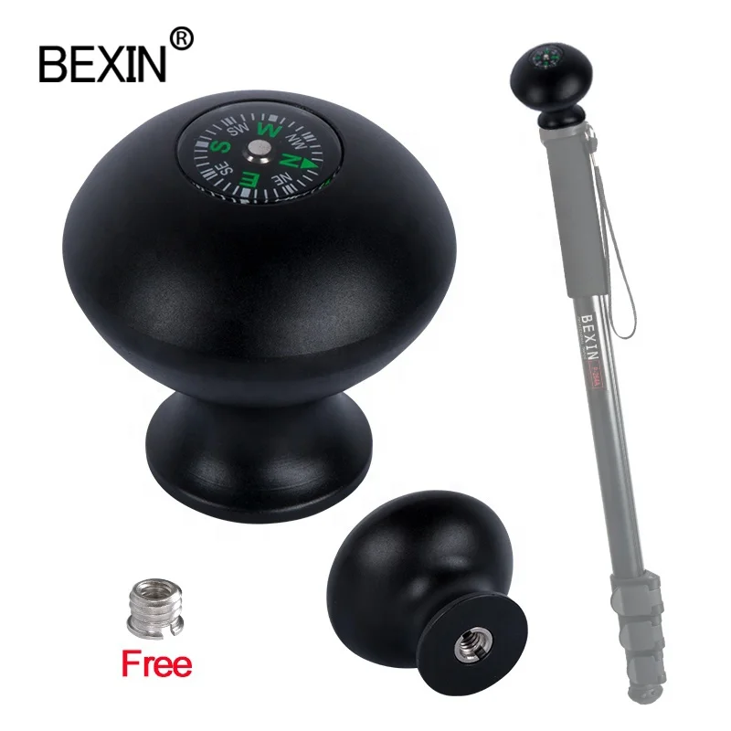 

BEXIN Tripod Monopod Walking Stick Handle adapter Mount round Head with Compass for walking cane stick trekking pole hiking