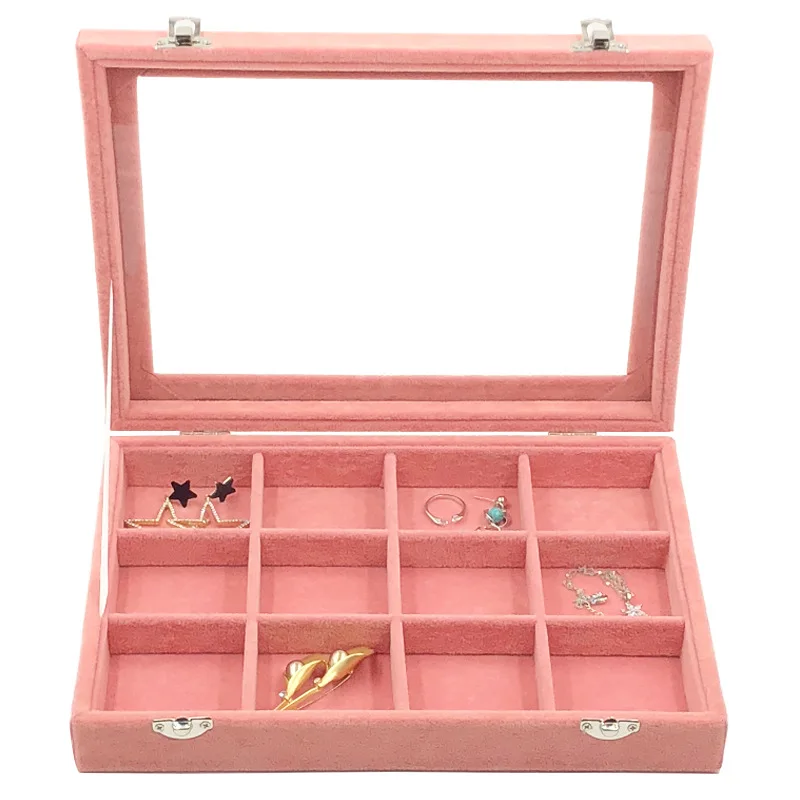 Oirlv Pink Velvet Jewelry Packaging Box Pendant Earrings Display Storage Case Pendant Gift Box 