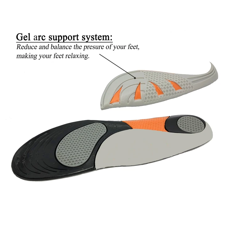 

Removable Gel Military Training insole that breathes and Deodorizes flat foot movement Orthotic insole memory softinsoles, Black