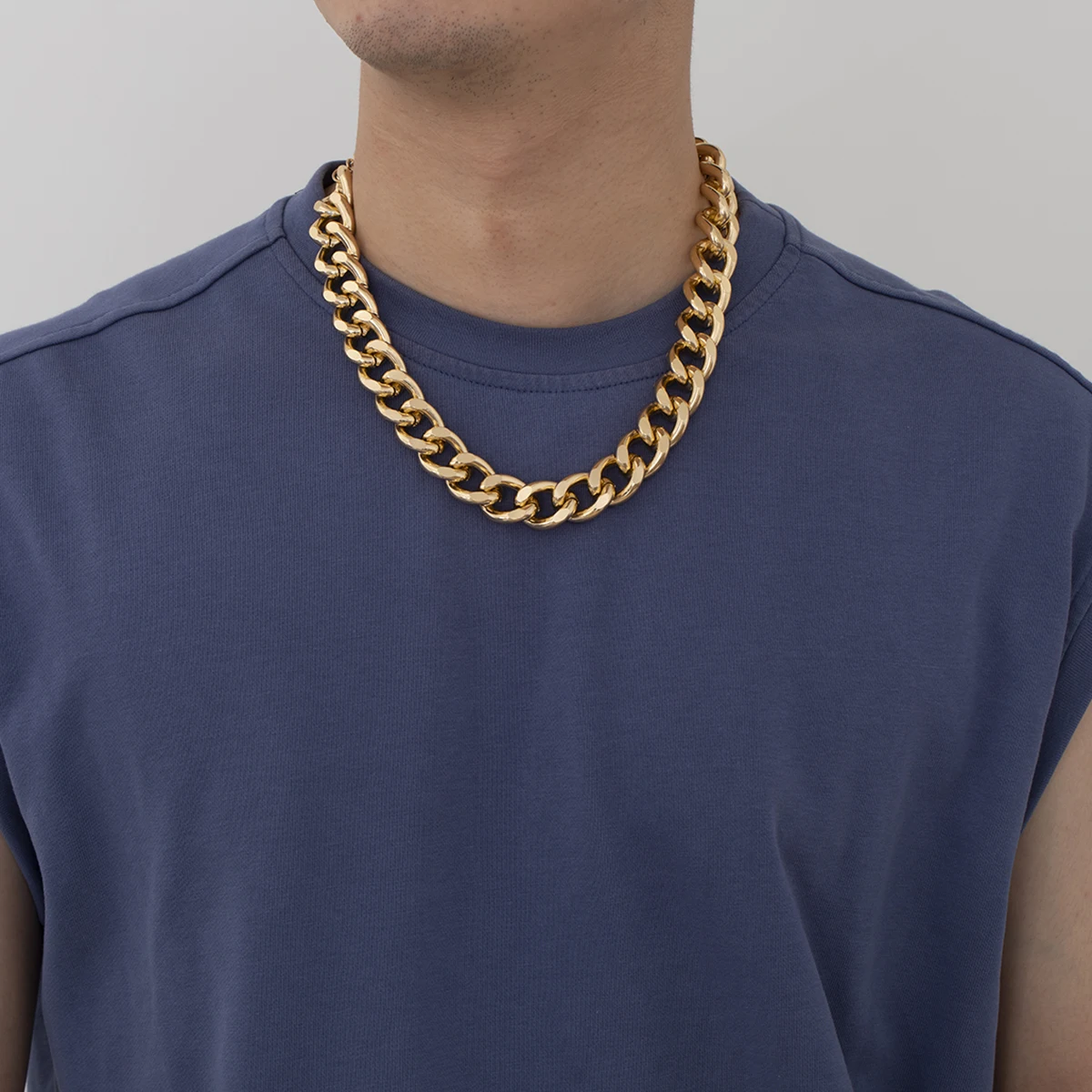 

SHIXIN Hip hop 16inch Wide Gold Filled Jewelry Chain Necklace Cuban Necklace Choker Chunky Cuban Link Necklace for Men Jewelry, Silver,gold
