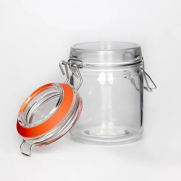 

Wholesale Mini 180ml Airtight Hermetic Glass Jars With Galvanized Metal Hinged Lid