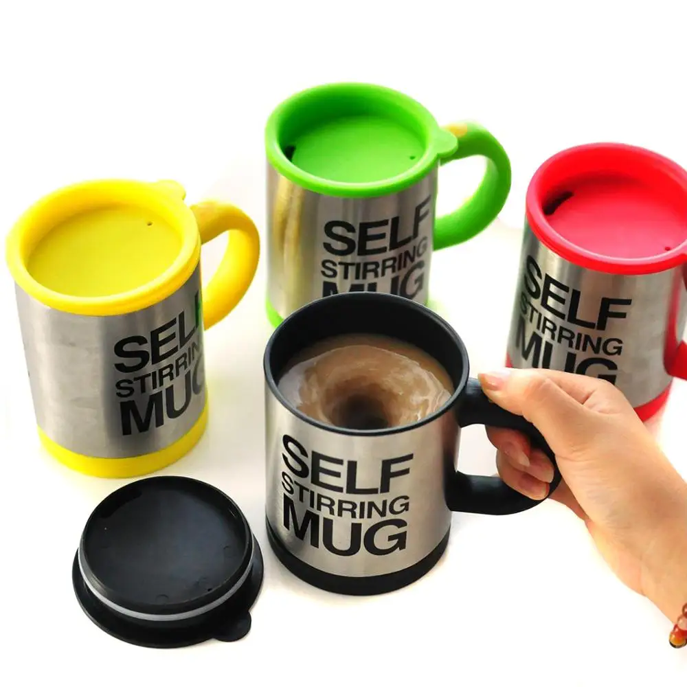 

350ml stainless steel auto self stirring coffee mug, Pink/blue/black/green/yellow/custom