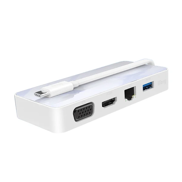 IFory Hub 4-en-1 USB C a USB a adaptador con USB 3,0 Ethernet VGA multipuerto de estaci&oacute;n de acoplamiento - ANKUX Tech Co., Ltd