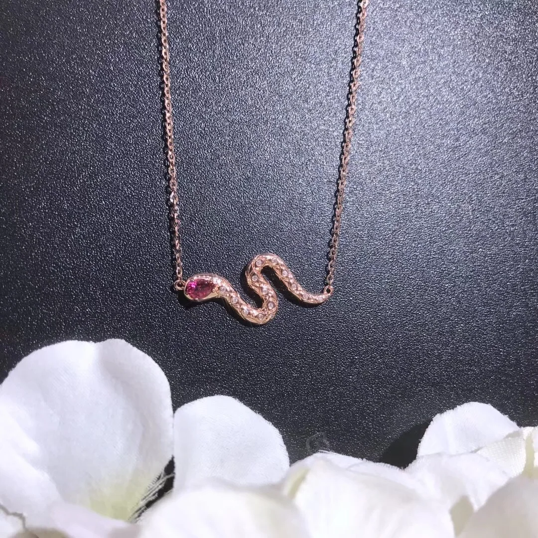 

Fashion Jewelry KYNL0309 CZ Necklaces Shine 3A Zircon Snake Shape Necklaces for Women, Rose gold
